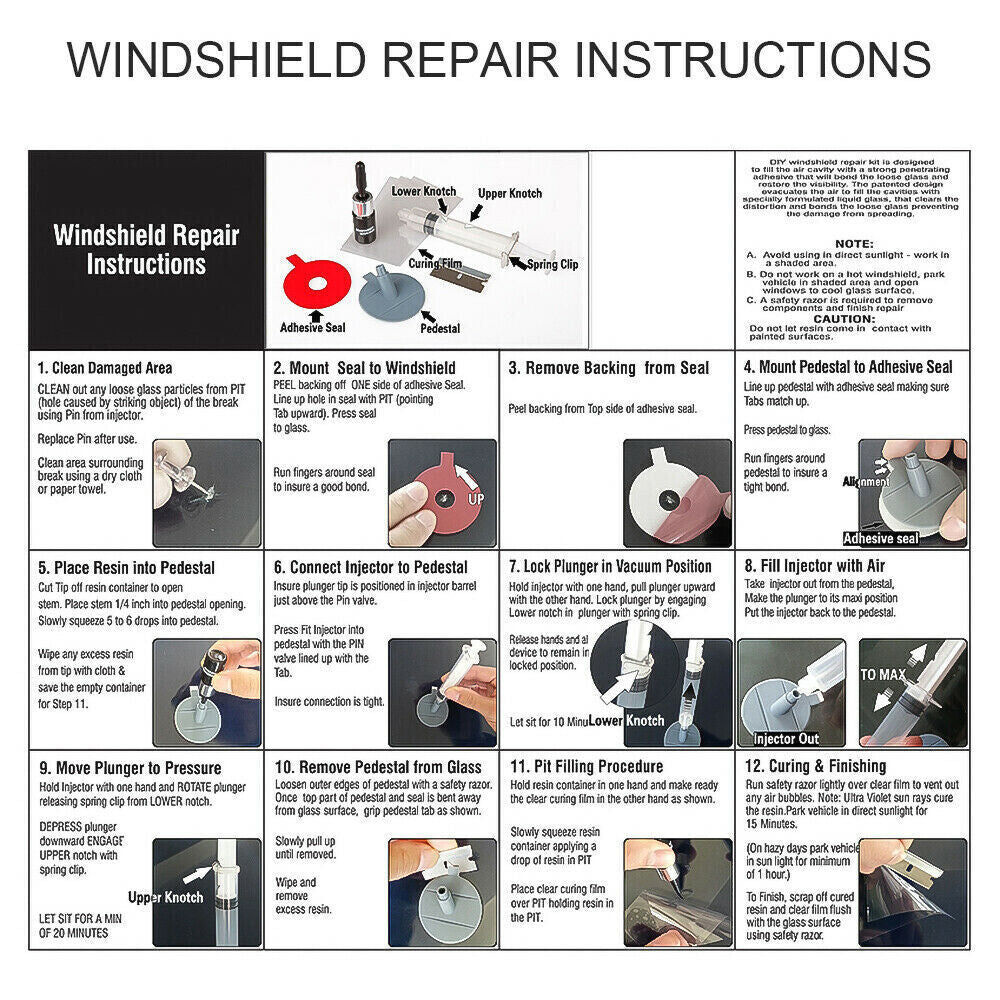 Car Windshield Repair Kit - Chip Crack and Glass Recovery