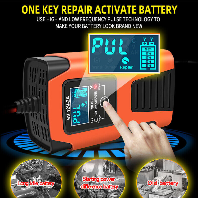 6V 12V Smart Battery Charger Maintainer for Car Motorcycle Lawn Mower