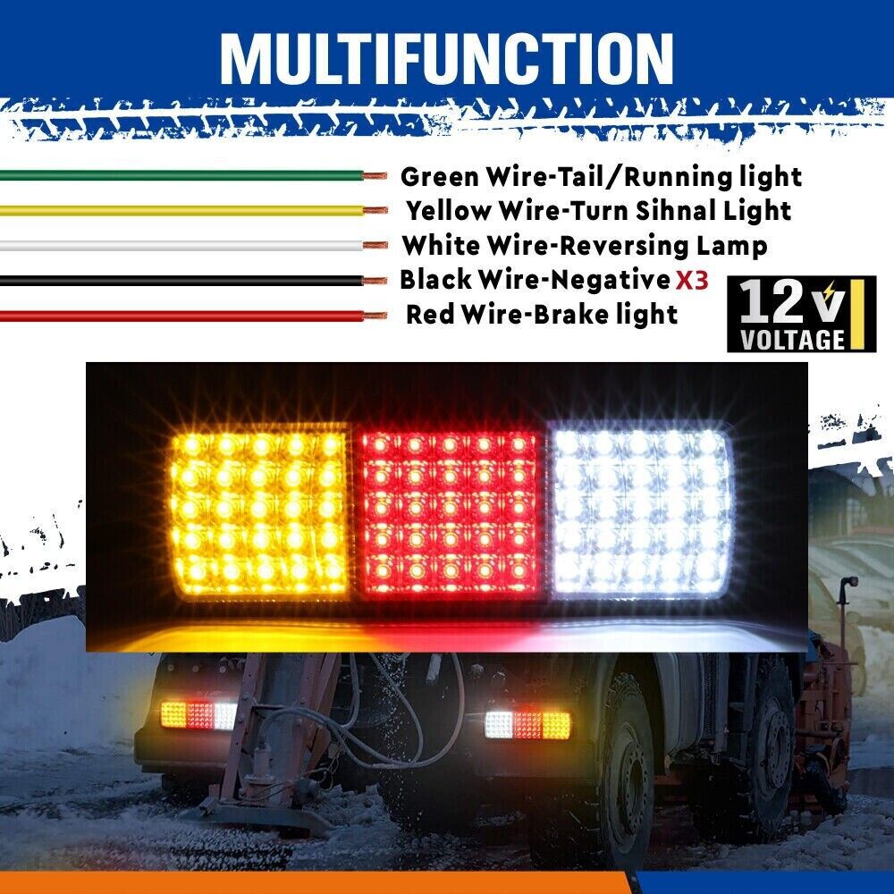 2 x 75 LED Tail Lights - Stop Reverse Indicator - 12V for Ute Trailer Caravan Truck Boat