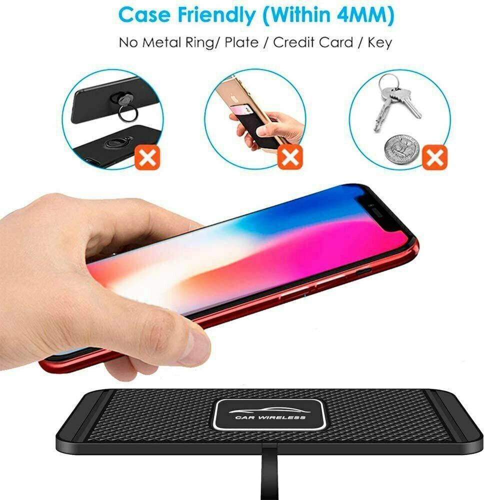 Car Wireless Fast Charging Mat with Non-Slip Pad for Smartphones