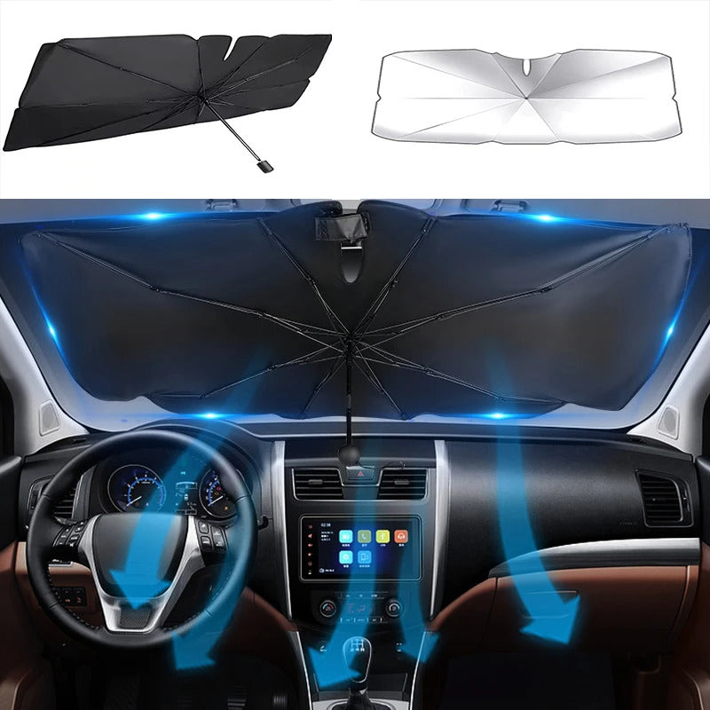 Foldable Car Windshield SunShade - Front Window Visor Umbrella Style