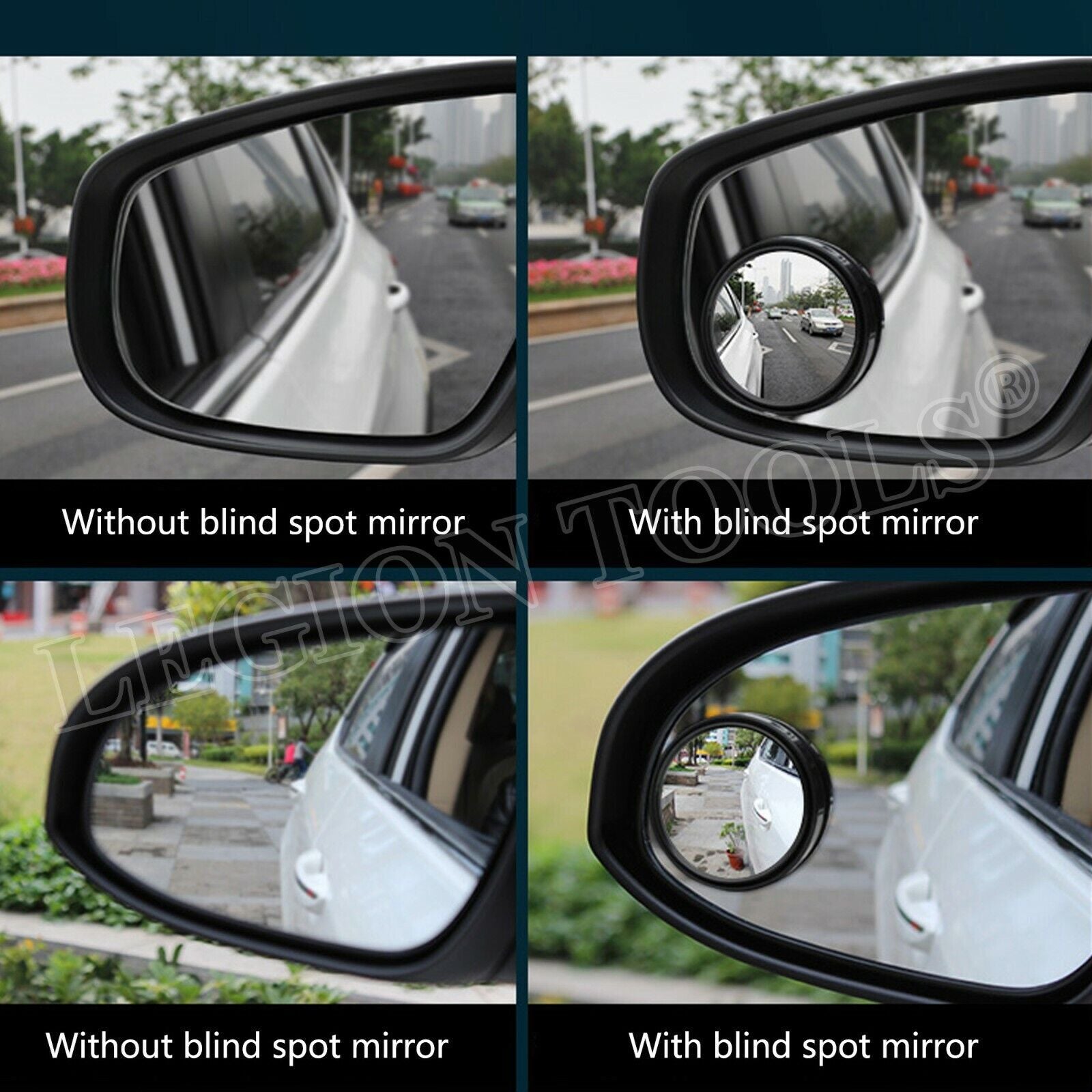 2x Adjustable 360° Wide Angle Blind Spot Car Mirrors for Rear Side View