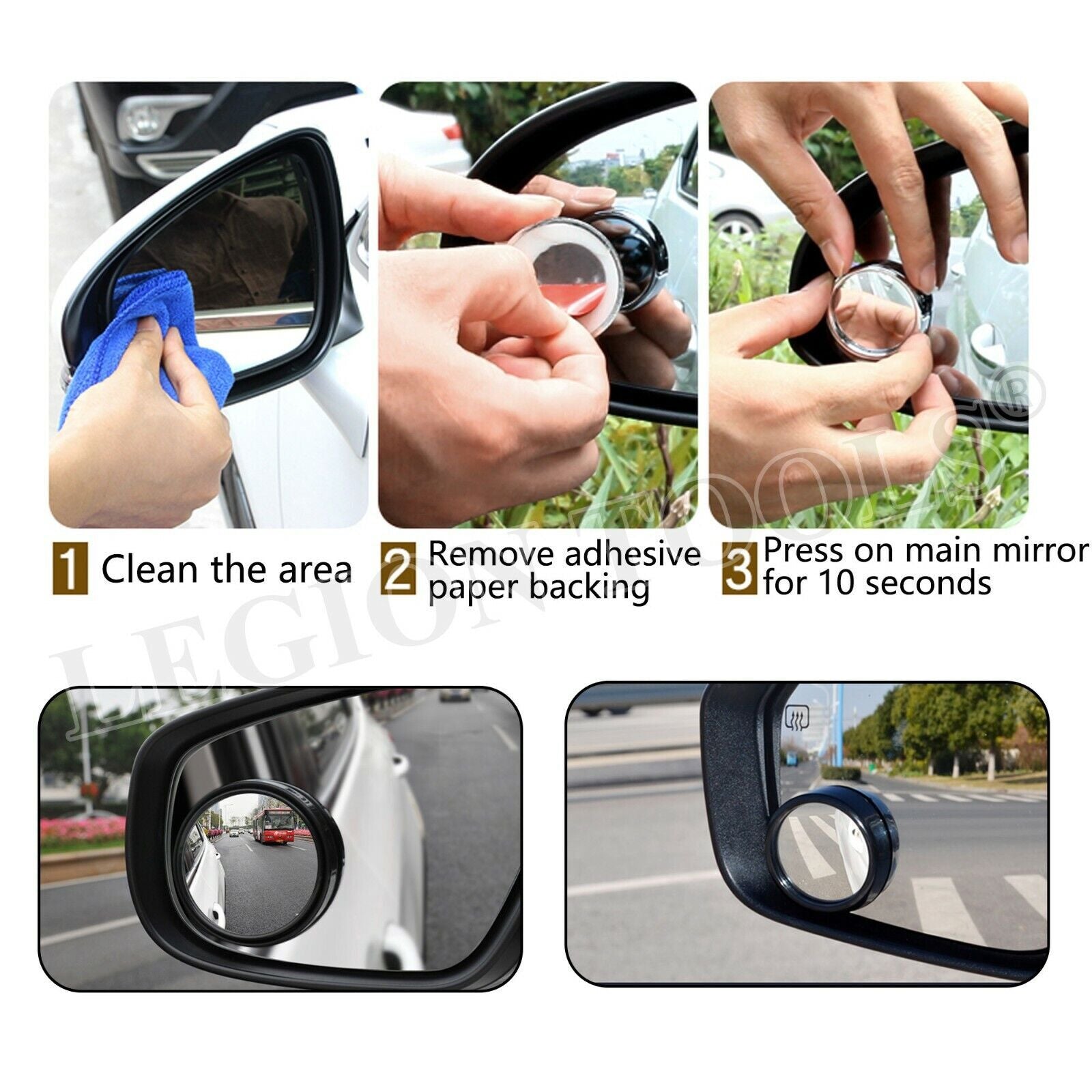 2x Adjustable 360° Wide Angle Blind Spot Car Mirrors for Rear Side View