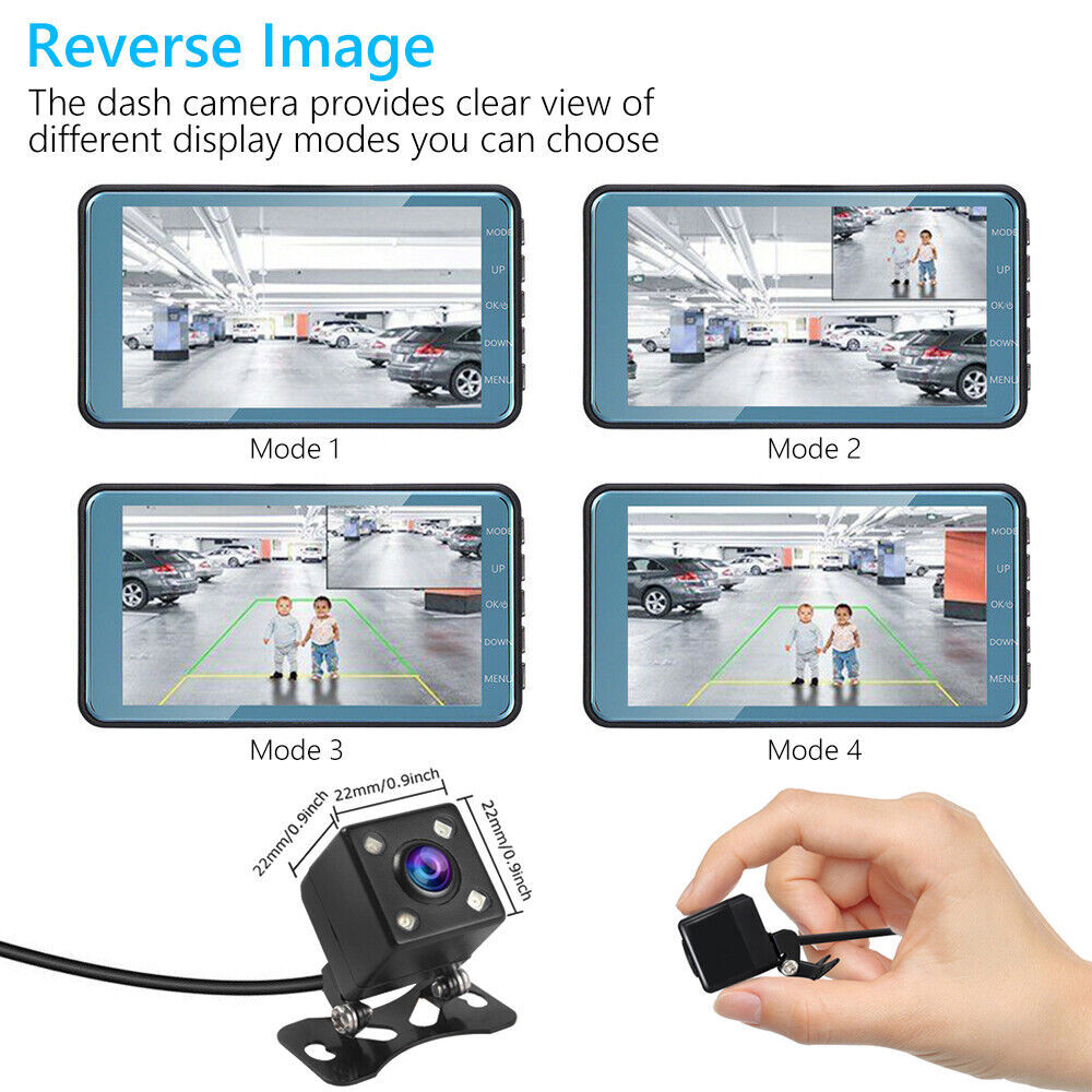 1080P Dual Dash Cam - Front and Rear Car DVR with Night Vision