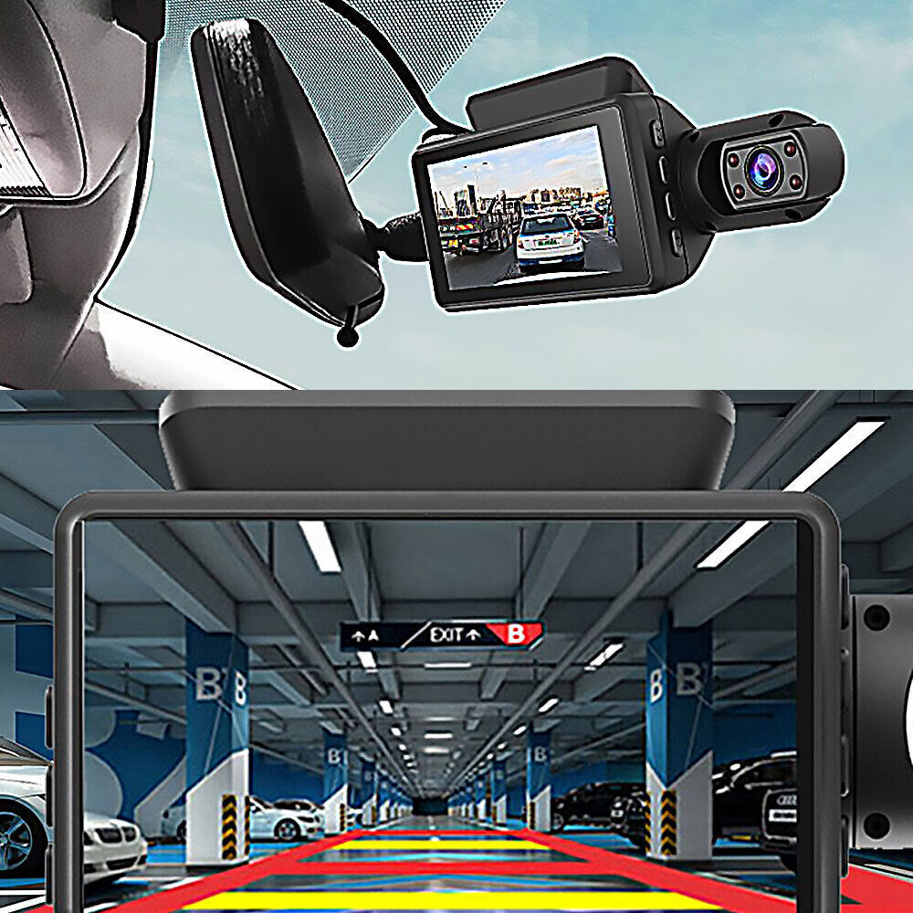 HD 1080P Dual Lens Dash Cam - 3" Front and Rear Car DVR with G-Sensor