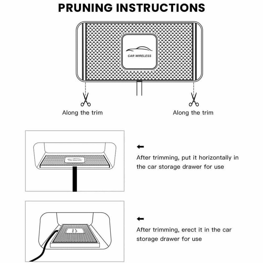 Car Wireless Fast Charging Mat with Non-Slip Pad for Smartphones