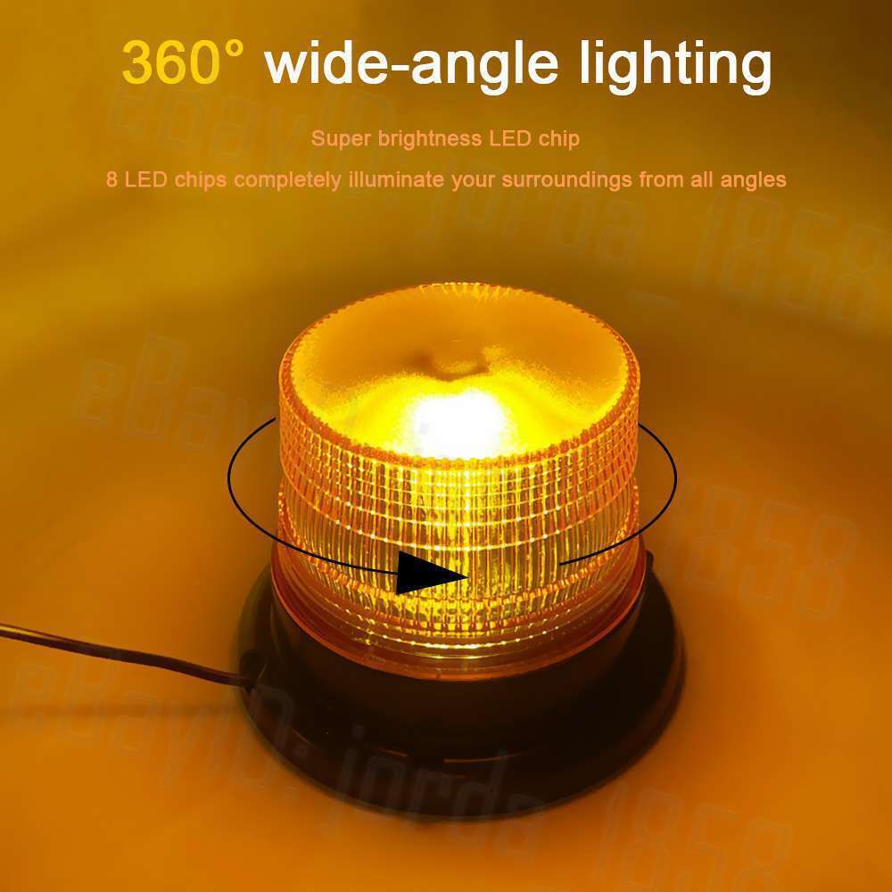 2x 12V 12 LED Amber Magnetic Beacon Strobe Emergency Warning Lights - AU