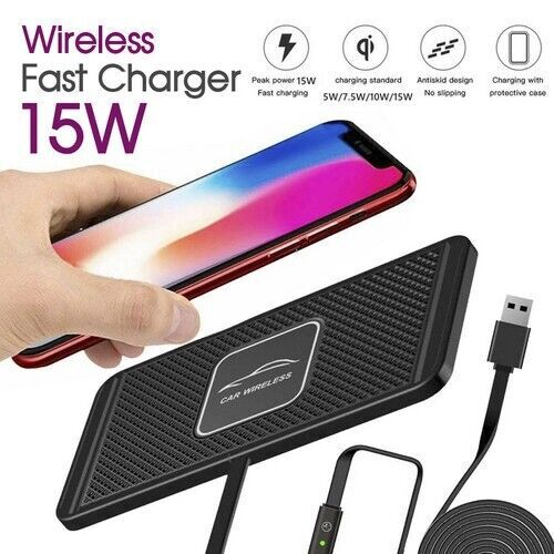 Car Wireless Fast Charging Mat with Non-Slip Pad for Smartphones