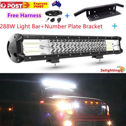 20" Triple Row LED Light Bar Combo Beam with 23" Number Plate Frame and Wiring Kit