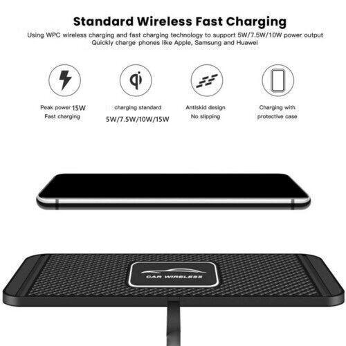 Car Wireless Fast Charging Mat with Non-Slip Pad for Smartphones